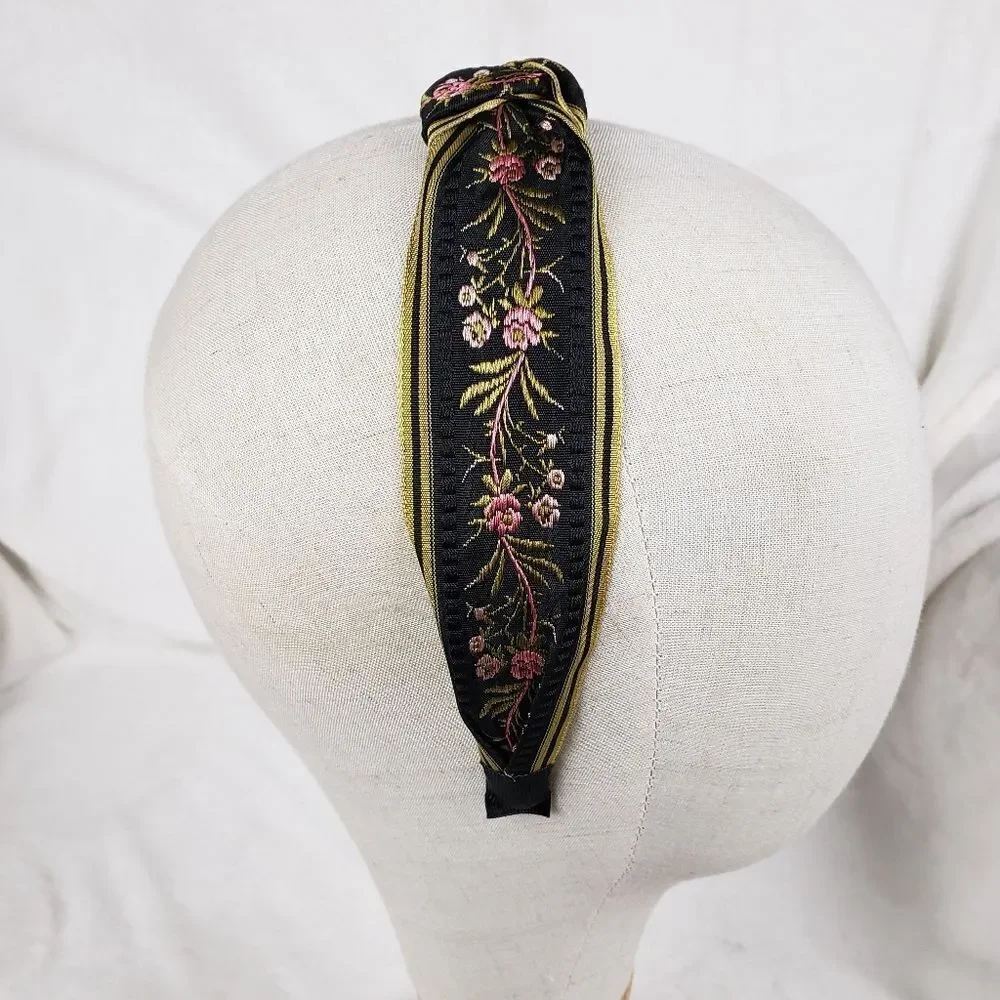 Embroidered Top Knot Headband